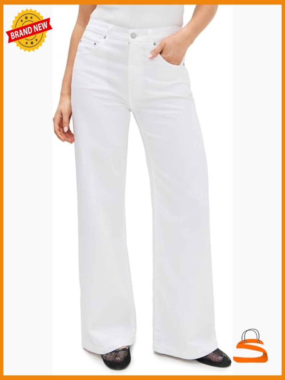Mid Rise Loose Fit Palazzo Jeans Wide Leg 31in Inseam Non-Stretch Denim